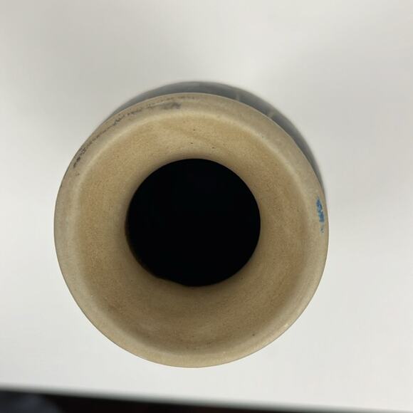 Pottery Vase Floral Vine Black White Tan 12 Inch Decor - Picture 5 of 8